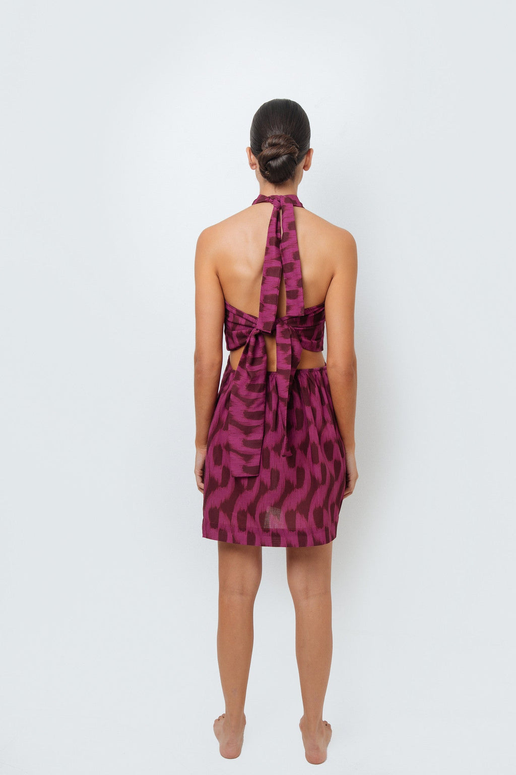 Burgundy Print Short Dress