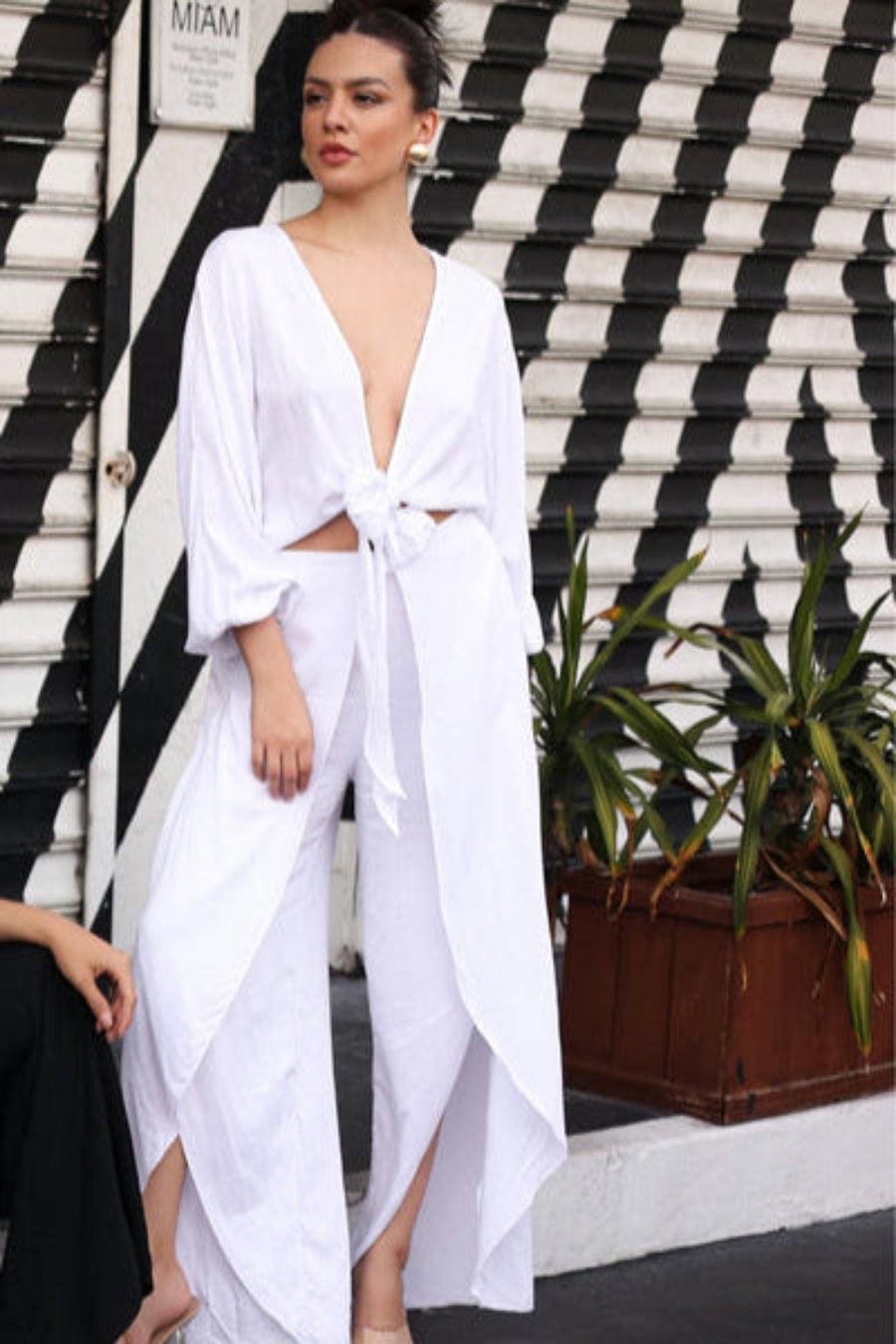 WHITE PAREO PANTS