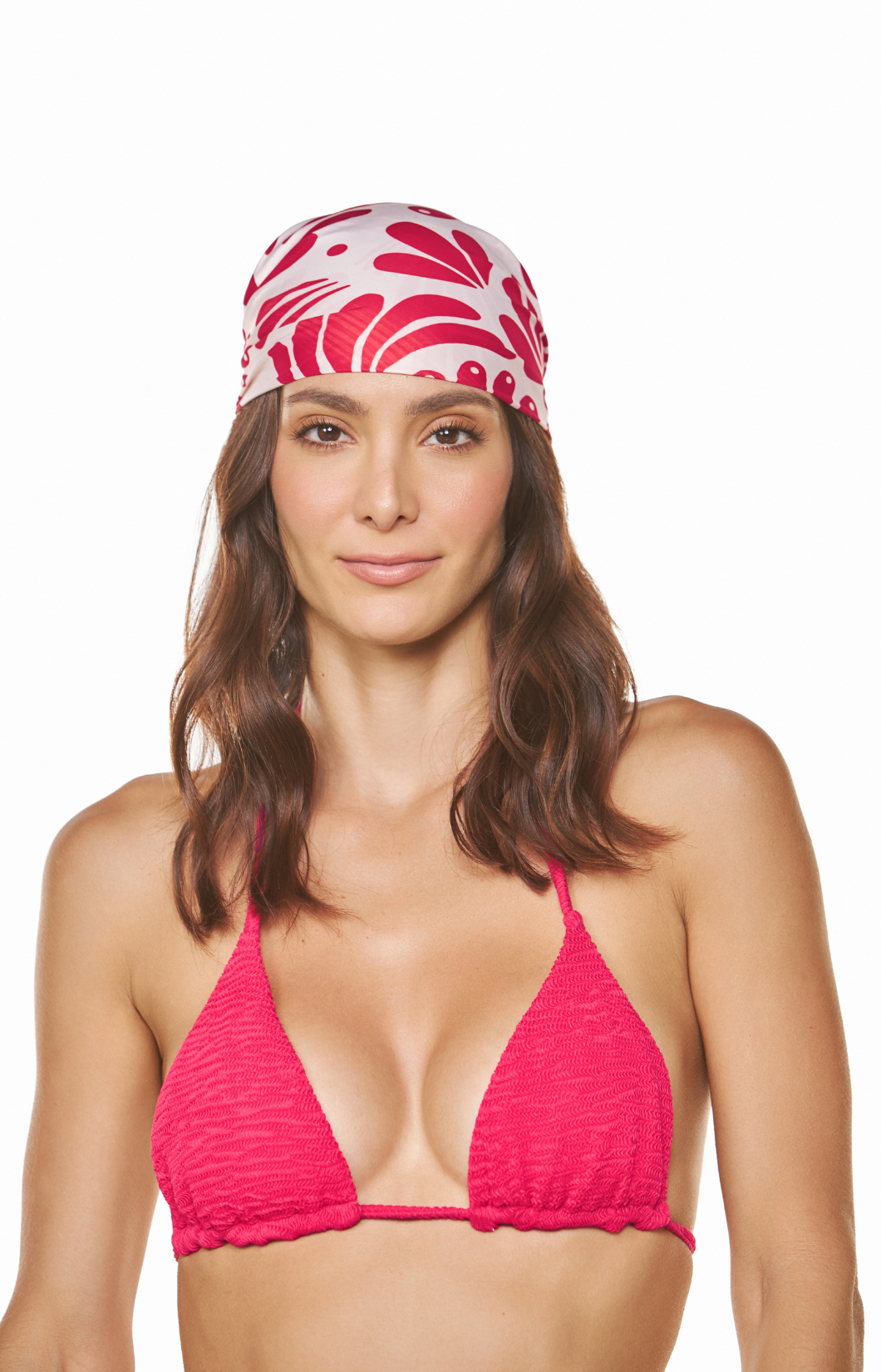 Pearl red floral print multipurpose scarf in cool fabric