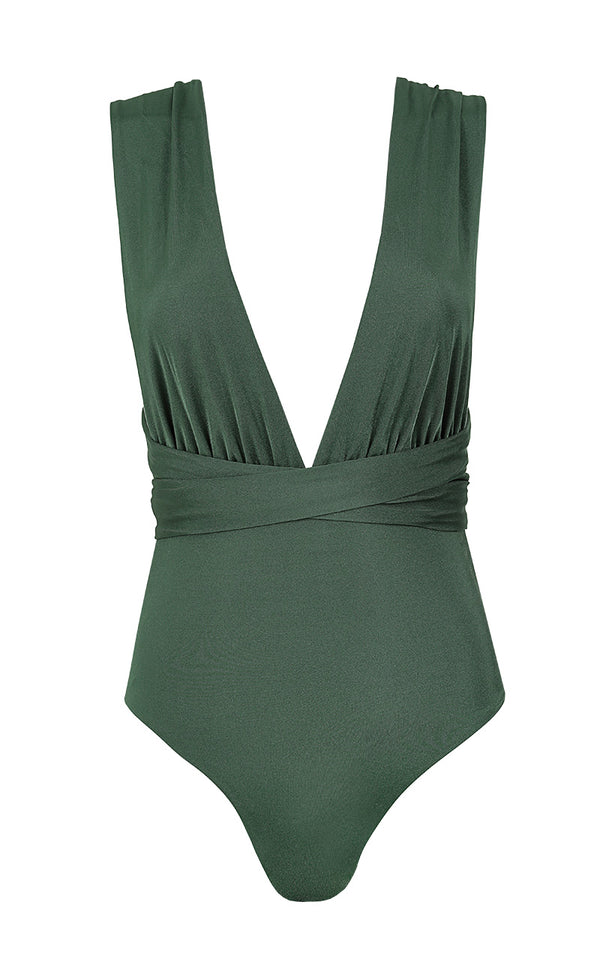 PRISMA MULTI-SHAPED ONE-PIECE SWIMSUIT MILITARY GREEN