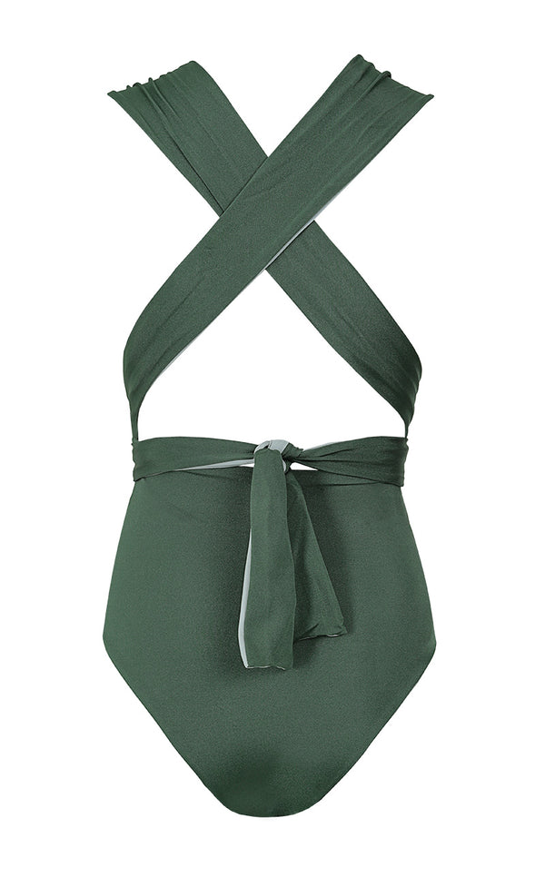 PRISMA MULTI-SHAPED ONE-PIECE SWIMSUIT MILITARY GREEN