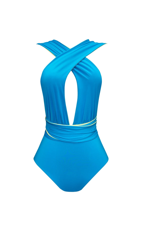 TURQUOISE MULTI-SHAPE SWIMSUIT